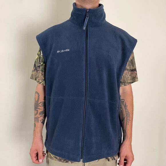 Columbia Fleece Navy Vest - Picture 1 of 8